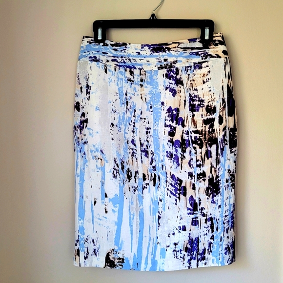 NWOT 100% Linen Kenar Midi Abstract Print Pencil Skirt, Lined, Size 6 - Picture 9 of 9